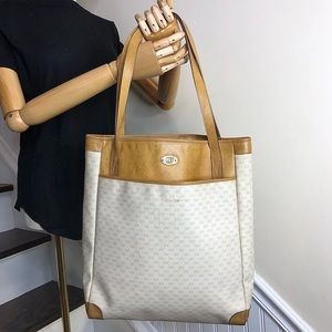 Vintage GUCCI MicroGuccissima Tote Shoulder Bag Leather Handles Coated Canvas